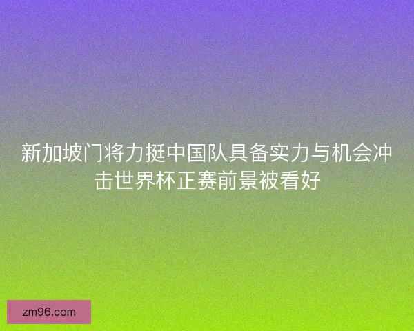 新加坡门将力挺中国队具备实力与机会冲击世界杯正赛前景被看好 新加坡门将力挺中国队具备实力与机会冲击世界杯正赛前景被看好
