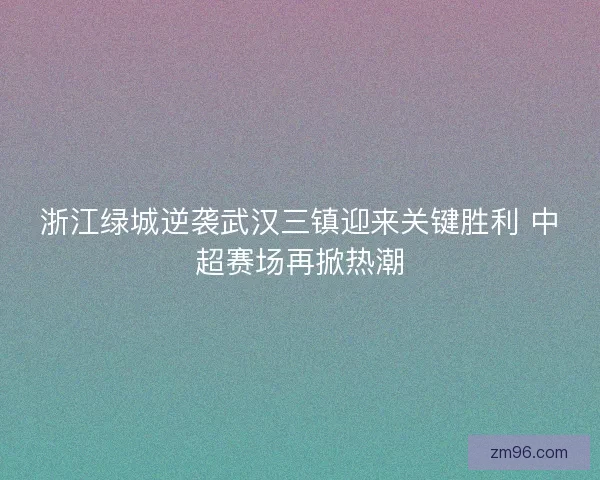 浙江绿城逆袭武汉三镇迎来关键胜利 中超赛场再掀热潮 浙江绿城逆袭武汉三镇迎来关键胜利 中超赛场再掀热潮