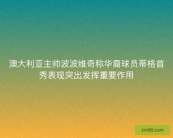 澳大利亚主帅波波维奇称华裔球员蒂格首秀表现突出发挥重要作用