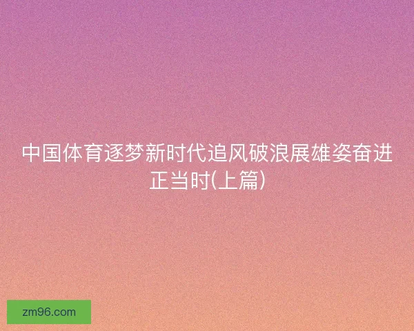 中国体育逐梦新时代追风破浪展雄姿奋进正当时(上篇)