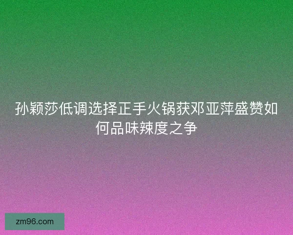 孙颖莎低调选择正手火锅获邓亚萍盛赞如何品味辣度之争