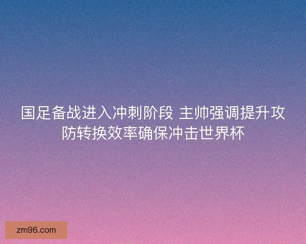 国足备战进入冲刺阶段 主帅强调提升攻防转换效率确保冲击世界杯